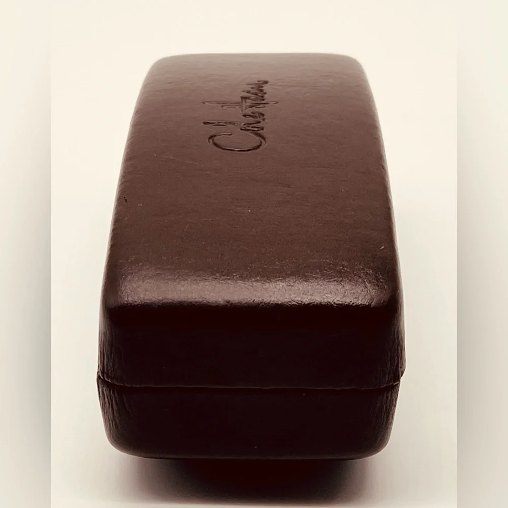 Cole Haan dark brown faux leather large sunglass case unisex